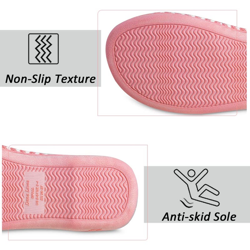 DL Women's Memory Foam Open Toe Slide Slippers with Cute Bow and Cozy Terry Lining, Slip-on House Shoes Spa Mules Sandals with Indoor Outdoor Rubber Sole, pink, 7-8 - Image 4